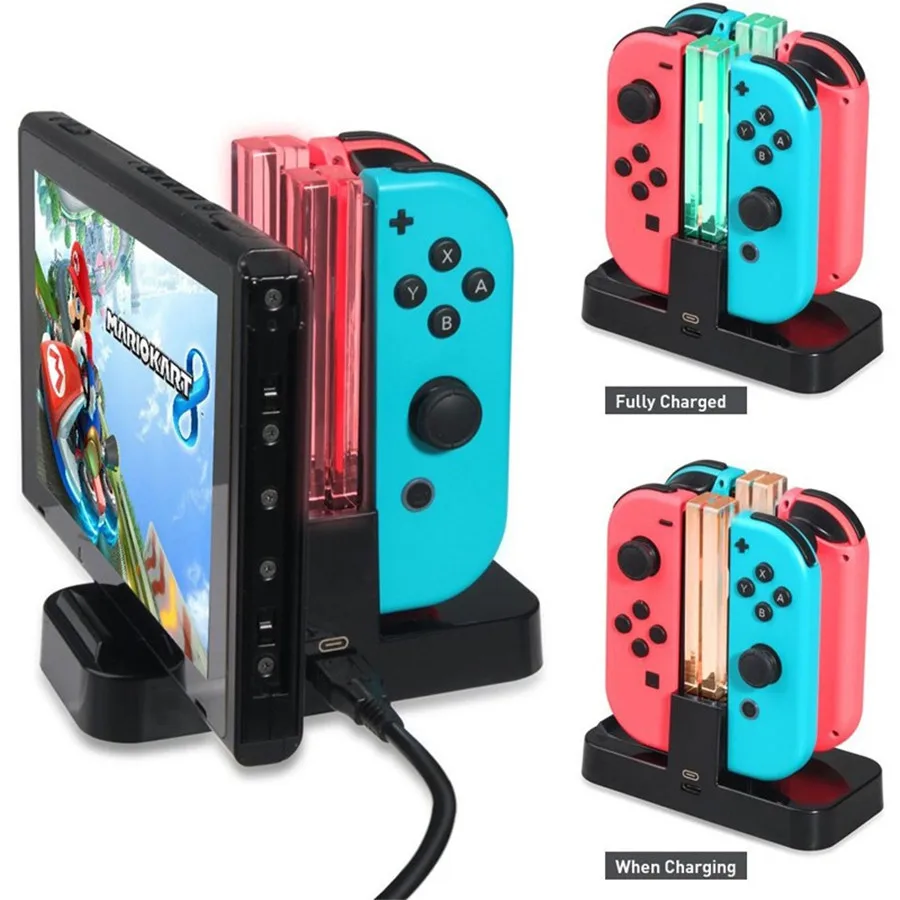 4 в 1 контроллер Зарядное устройство для Nintendo Switch / Pro Joy pad зарядка док станция