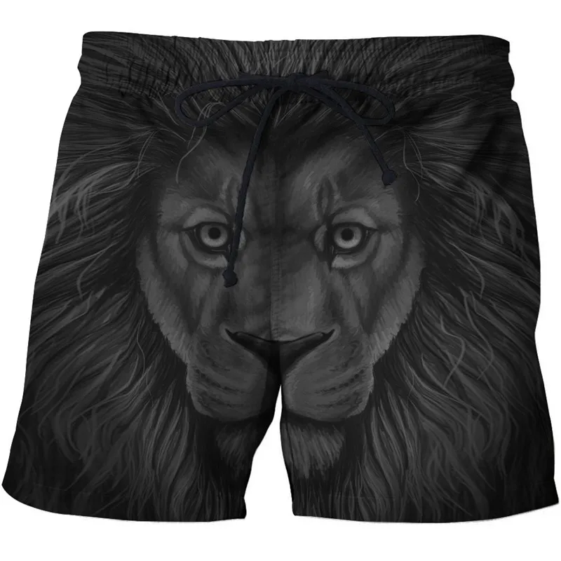 

3D Digital Lion Printed Board Shorts Elastic Waist Beach Shorts 2018 Summer Male Clothing Loose Homme Short Trousers Drop Ship