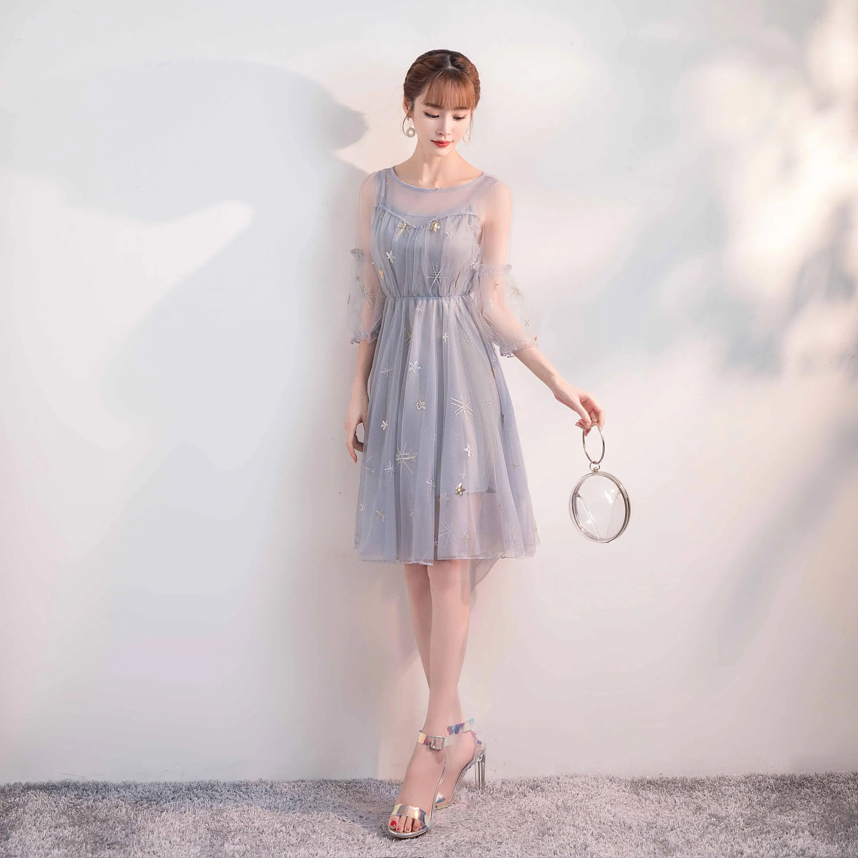 Комплект из 2 предметов новое летнее Сетчатое платье до колена с вышивкой в стиле