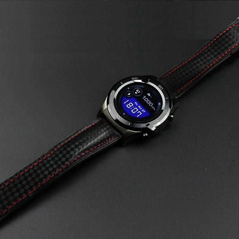 Ремешок из натуральной углеродистой кожи для часов Huawei Watch 2 Pro Samsung Gear S3 S2