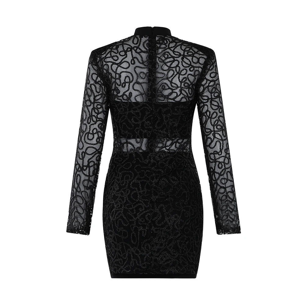 

2019 New Black Lace Three Pieces Bodycon Bandage Dress Hollow Out Sexy Clubwear Vestidos Celebrity Luxury Party Wholesale