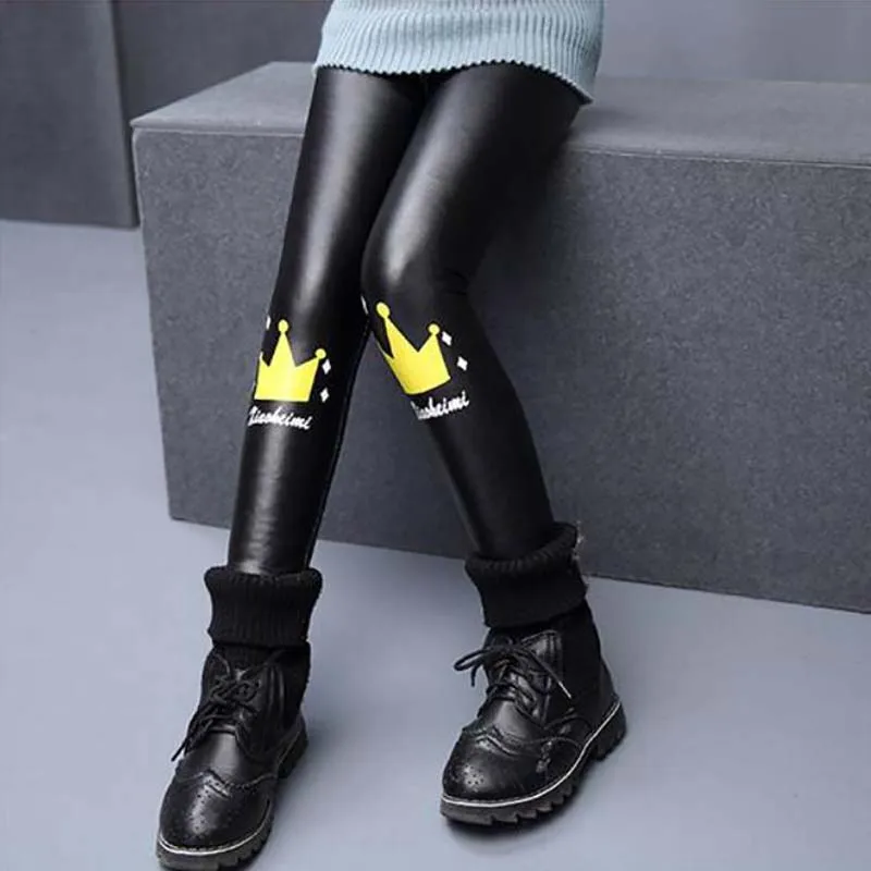 Детские штаны из искусственной кожи зимние длинные стильные весенние брюки