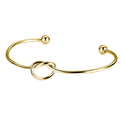 MYLONGINGCHARM 10pcs Knot Bracelet Stainless Steel Adjustable Basic Bangle Wired Knot Bracelet M0393 - Metal Color: gold
