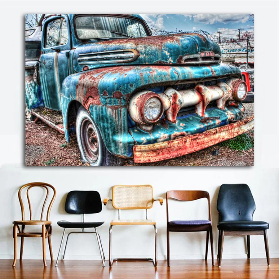 Wall Art Плакаты пикап Ретро автомобиля старых автомобилей фоновый рисунок