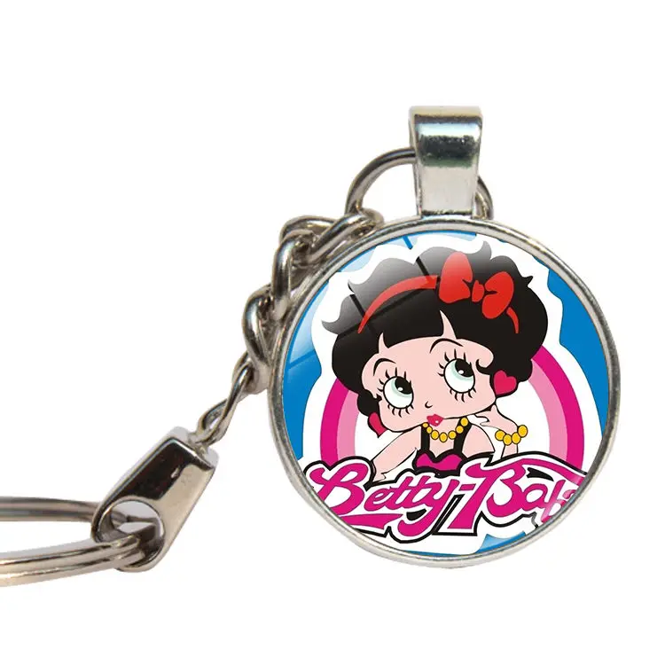 Betty Boop брелки прекрасные Обувь для девочек 80-х Винтаж Sexy Lady Брелоки для автомобиля Стекло Купола Брелок кабошон ключ ювелирные изделия ghildren день подарок - Цвет: As shown