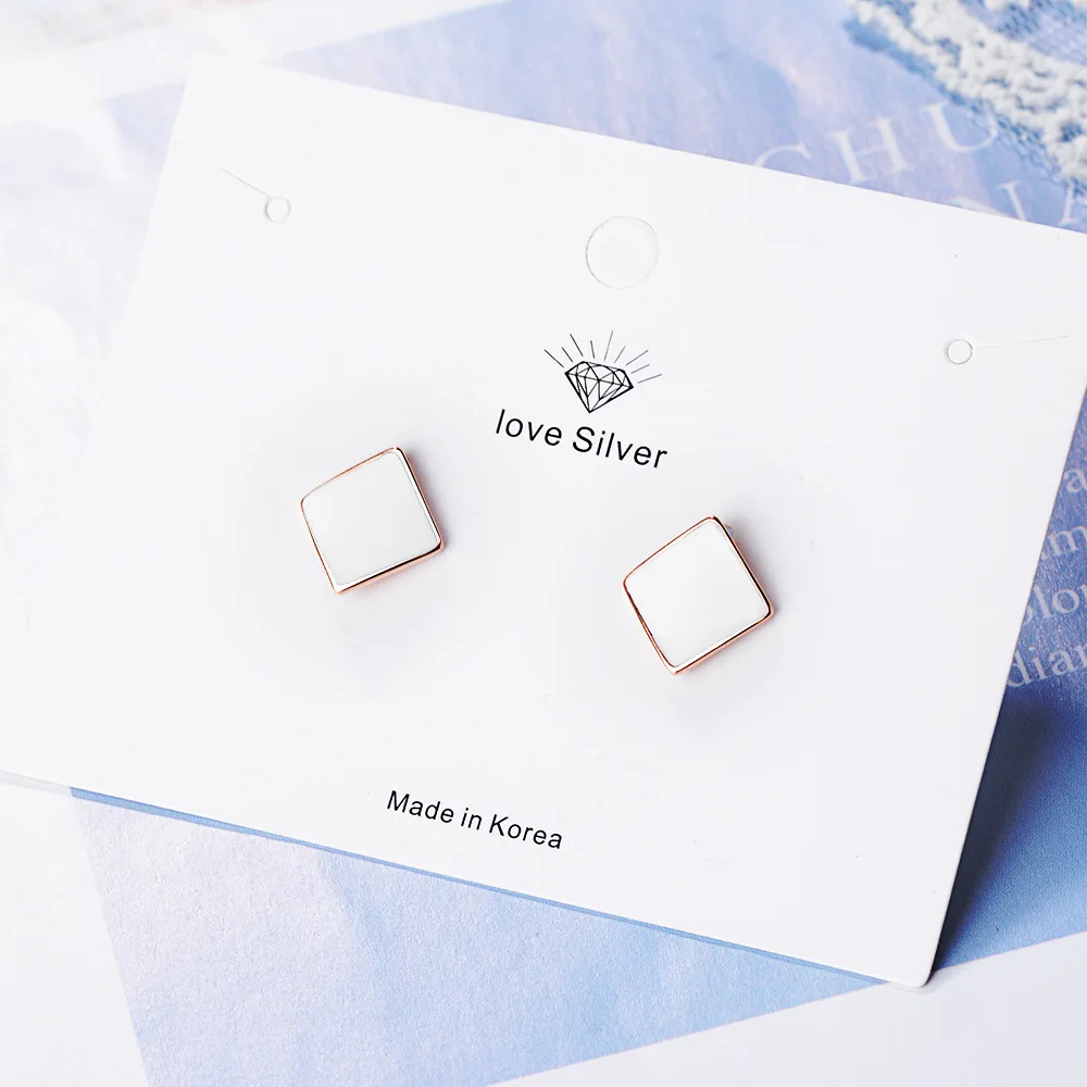 

FENGLI Fashion Earrings Silver Color Square Earrings for Women Small Silver Gold Stud Earring Fashion Jewelry brincos