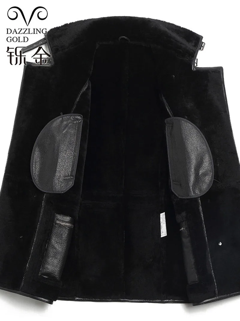 Мужское пальто из 100% натуральной овчины для мужчин модное зимнее высокого