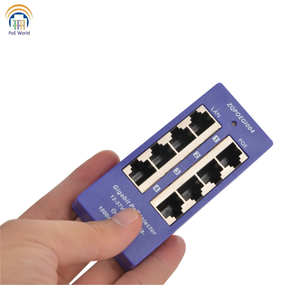Гигабитный 4 портовый пассивный инжектор питания через Ethernet для камеры