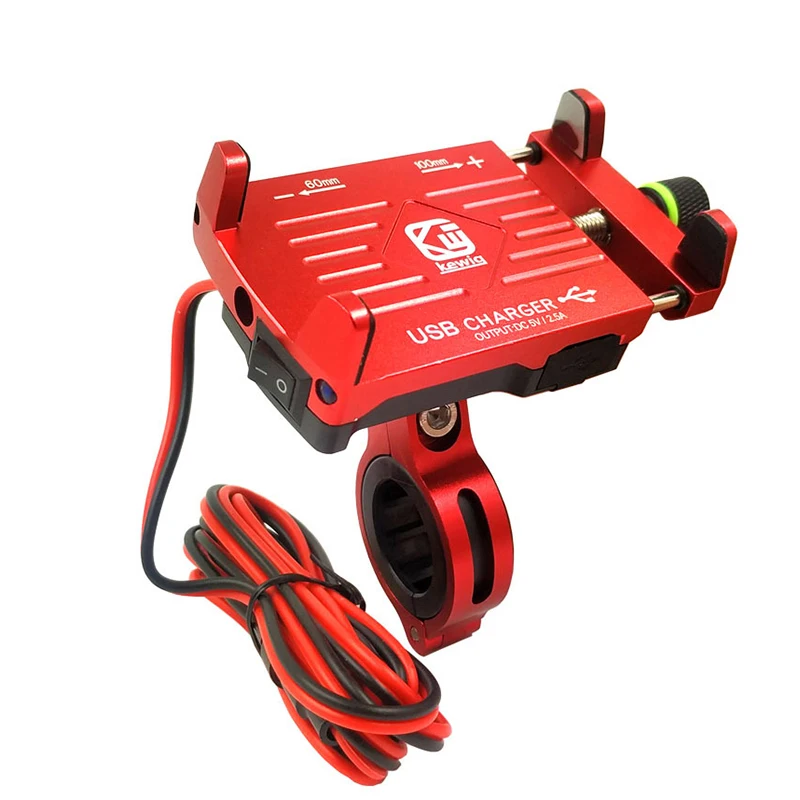Red Алюминиевый QC3.0 IP66 водонепроницаемый держатель для телефона мотоцикла с USB зарядным устройством Moto Handlebar кронштейн Подставка для 3-7,0 дюймов мобильного телефона - Цвет: Red