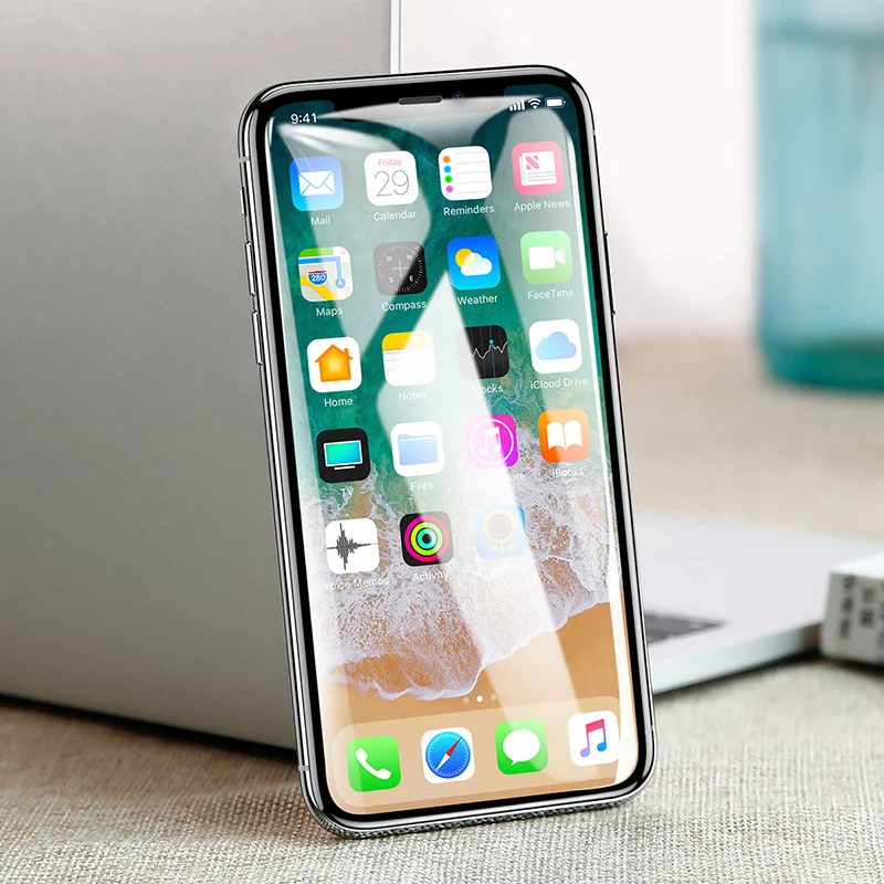 Baseus 0,23 3D экран протектор Закаленное стекло для IPhone X 10 мягкий край Все экран закаленное защитное стекло пленка для iPhoneX - Цвет: Black For iPhone X