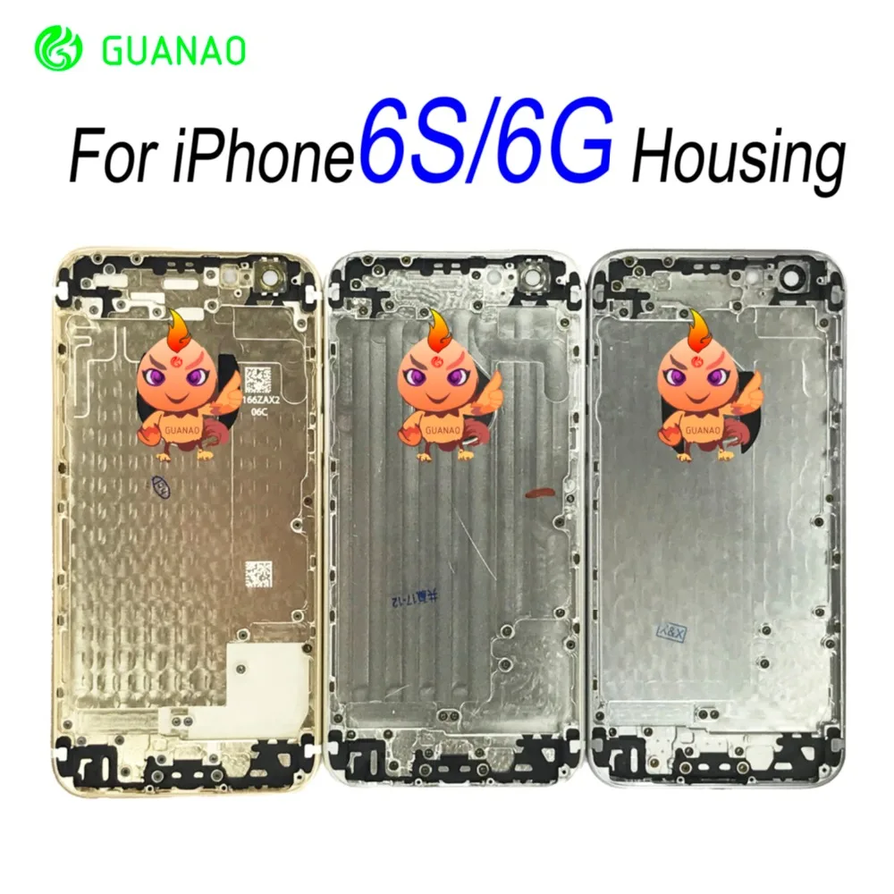Задняя крышка для iPhone 6, 6G, 6s, задняя крышка для батареи, задняя дверь, корпус, чехол, средняя часть, замена, золотой, серебряный, серый, с боковой