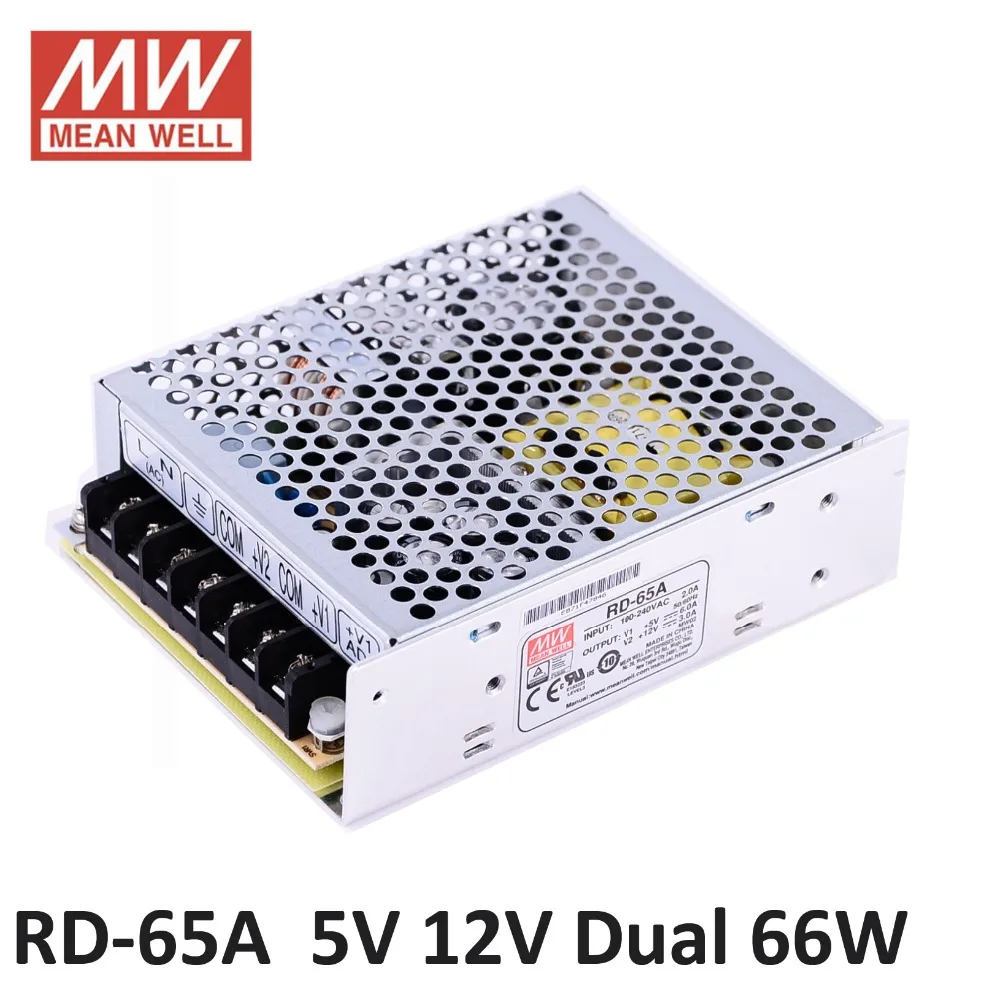 блок питания Оригинал Mean well RD 65A 66 Вт 5 В 6A 12 3A Dual выход Электропитанием 85 264VAC вход