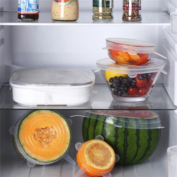 6 шт./компл. универсальная силиконовая крышка эластичная кухонная для кастрюли