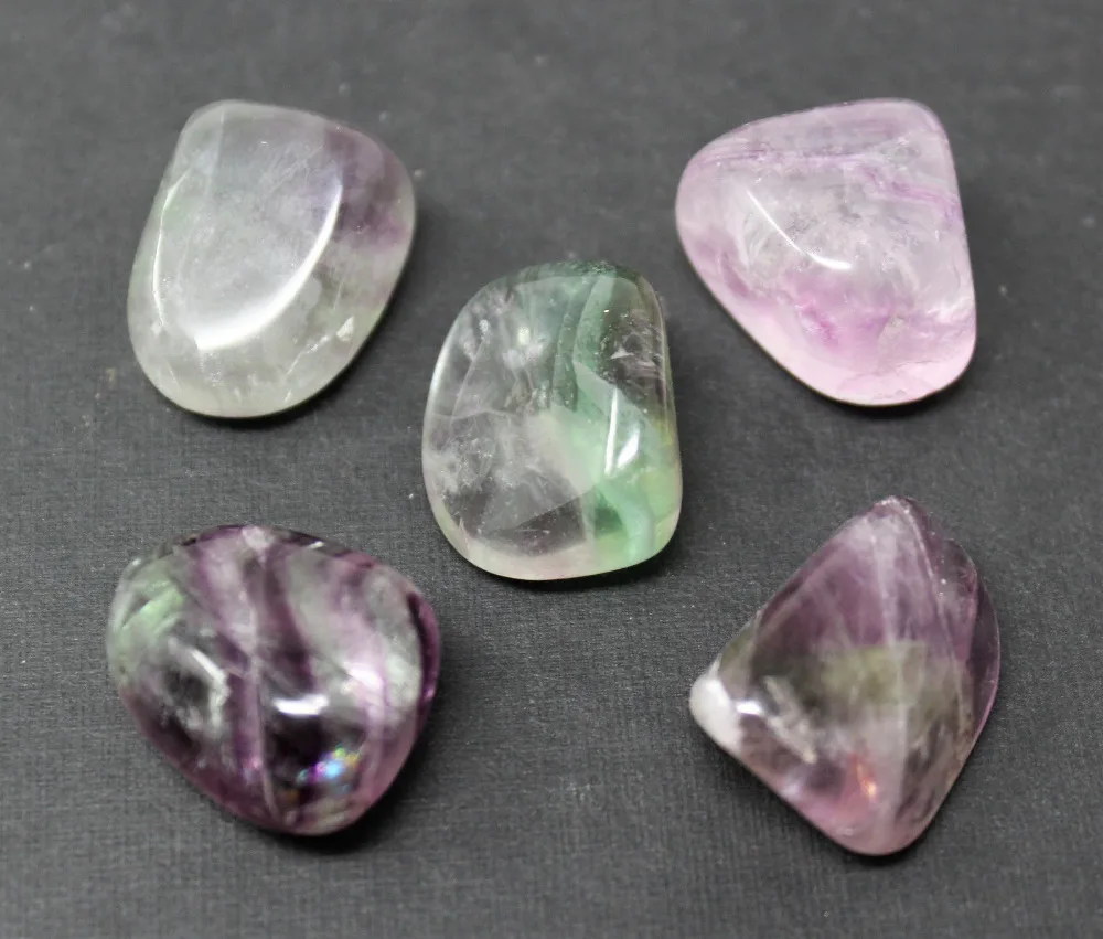 

Lot of 5 Medium Fluorite Tumbled Stone Crystal Healing Gemstone