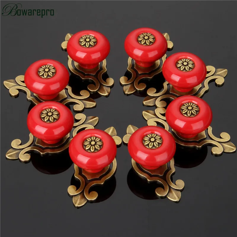 bowarepro 8pcs vintage retro ceramic door knob wardrobe cabinet drawer pull kitchen cabinet handle ceramic cupboard handle hot free global shipping