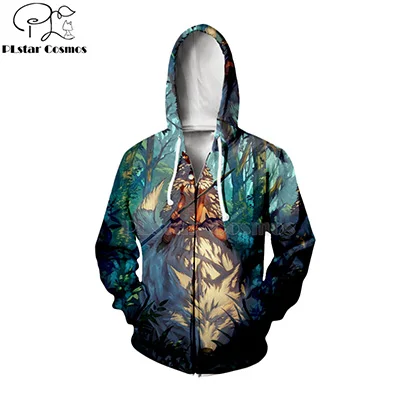 zip hoodies Принцесса Мононоке 3d толстовки/свитшоты волки крови и фехтовальщик японского аниме Мода стиль длинный рукав топы-2 - Цвет: zip hoodies