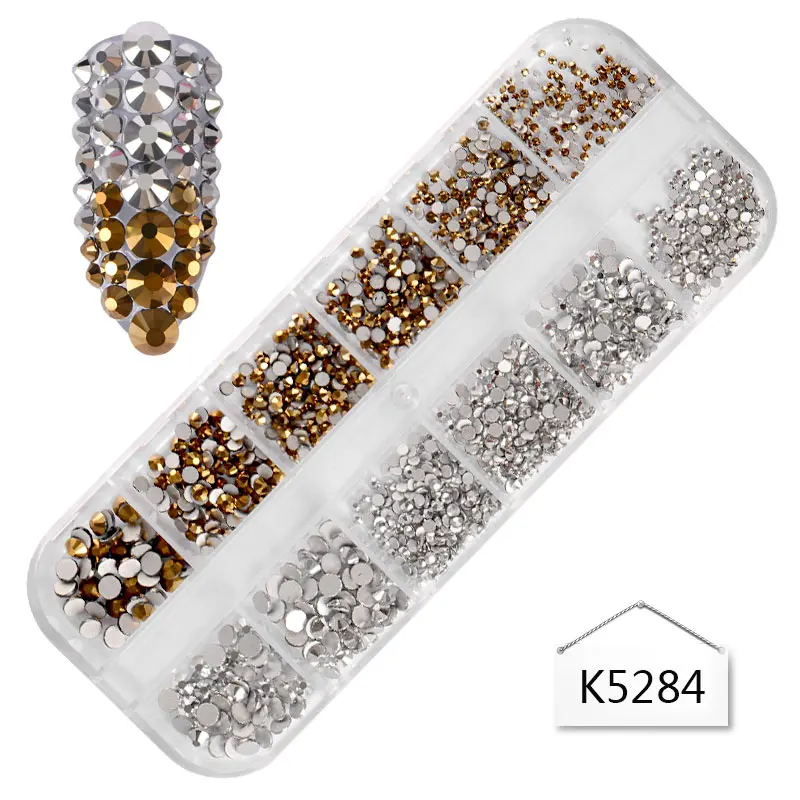 K5284 Встречаются по всей-1 шт. коробка набор страз с плоской задней усеяны искусственными драгоценными камнями; Multi Размеры Стекло ногтей Стразы разноцветные 3D обаяние драгоценные камни DIY маникюр Нейл-арт Декор - Цвет: K5284
