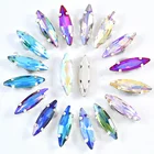 50 шт., 4x15 мм, Длинные цветные стеклянные стразы конский глаз, стразы для пришивания, стразы с листьями, свадебное платье B3758