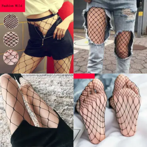 Модные белые женские сетчатые чулки средней длины с высокой талией Клубные