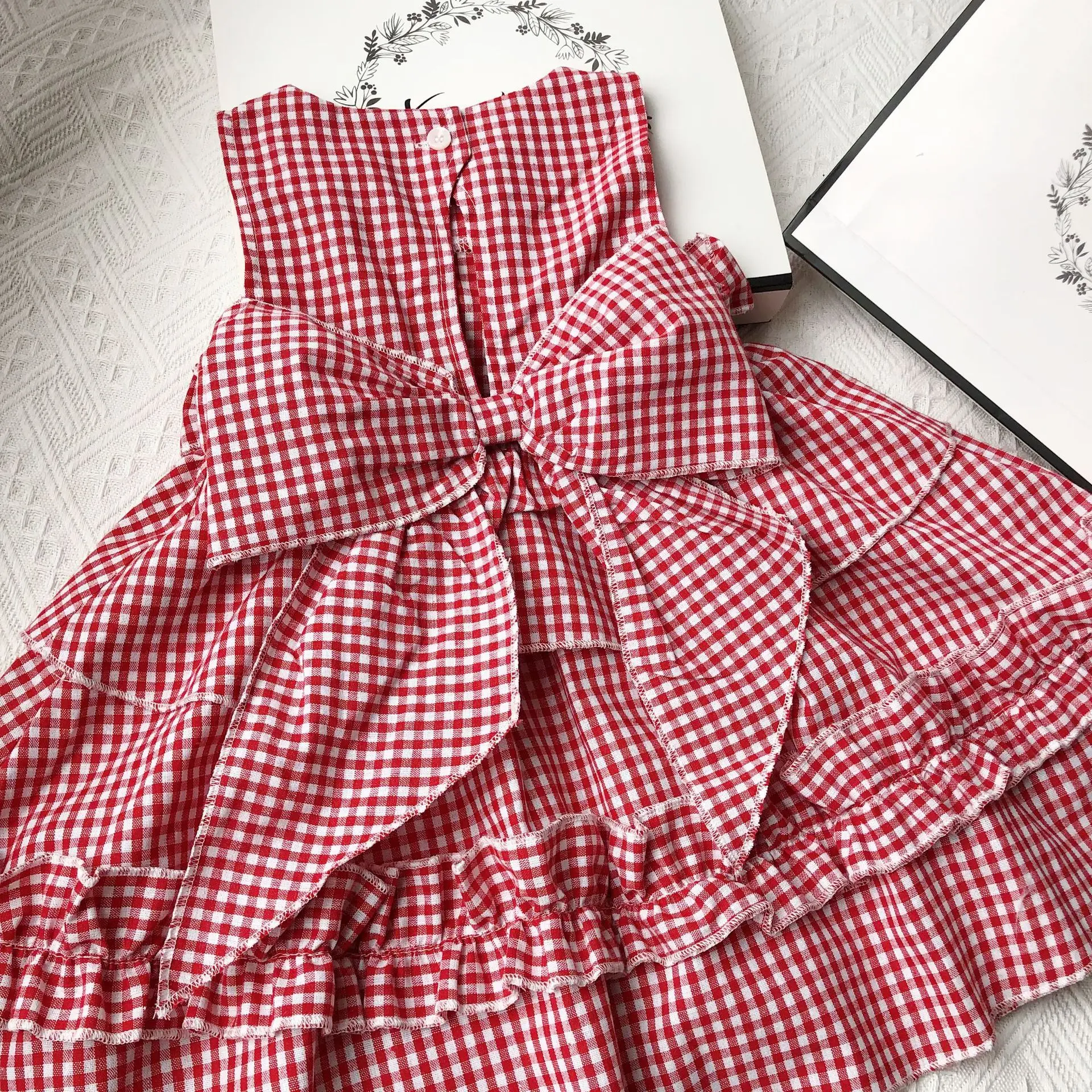 Girl 2019 Summer Children's Dress Cotton Plaid Bow Sweet Court Spanish Wind Kids Princess Dresses | Детская одежда и обувь