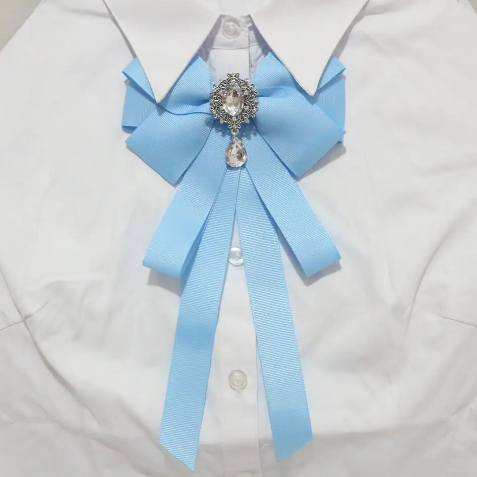 light blue 14 цветов большой ручной работы твердые ткани имитация жемчуга для рубашки булавка шеи галстук-бабочка, Бант одежда аксессуары ювелирные изделия - Окраска металла: light blue