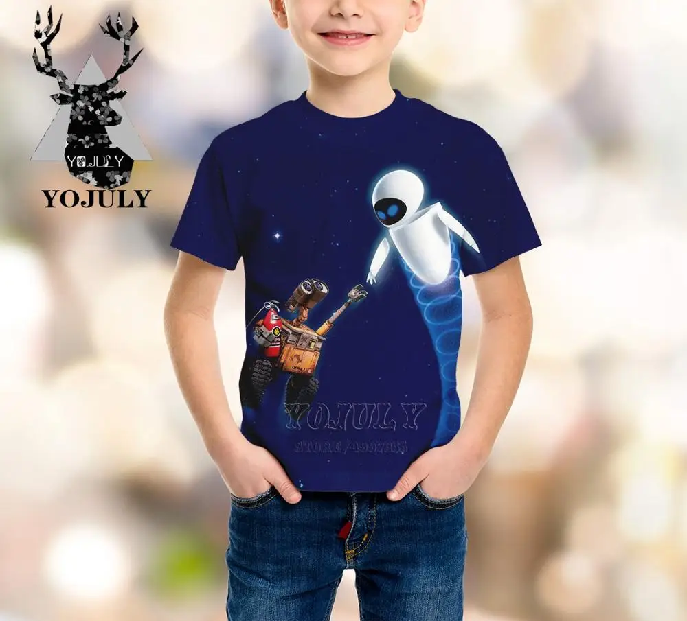 3 YOJULY Robot WALL. E/футболка с 3d принтом для мальчиков и девочек-подростков детская Милая футболка с короткими рукавами Топы, детская одежда лето A111 - Цвет: 3