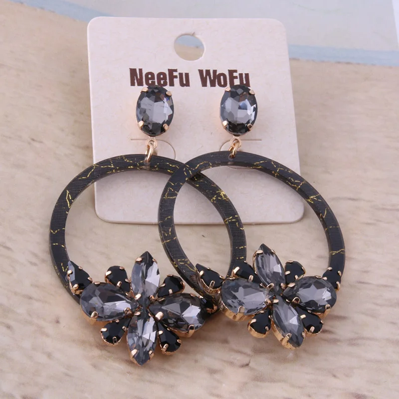 Модные стеклянные серьги NeeFu WoFu брендовые Кристальные большие рождественский