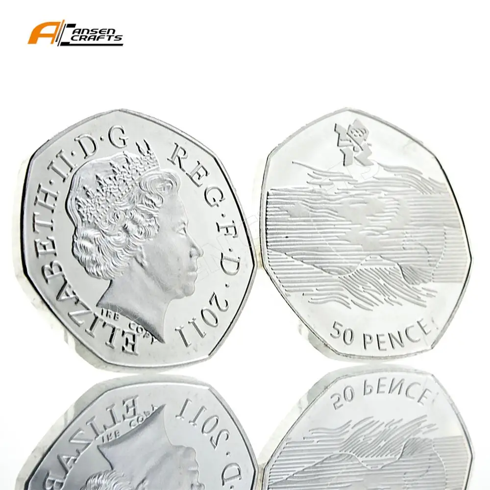 Олимпийская одежда для плавания 50P Fifty Pence Elizabeth II EIIR II 2011 британская Серебряная позолоченная копия монеты
