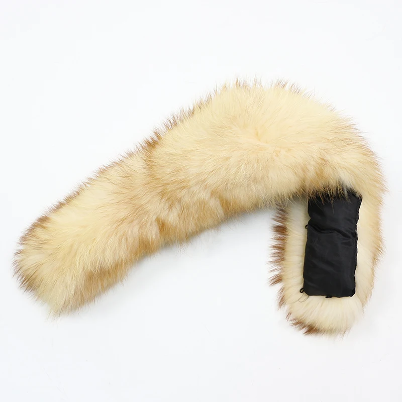 gold raccoon fur OFTBUY натуральный меховой воротник большой натуральный мех енота лисий мех - Цвет: gold raccoon fur