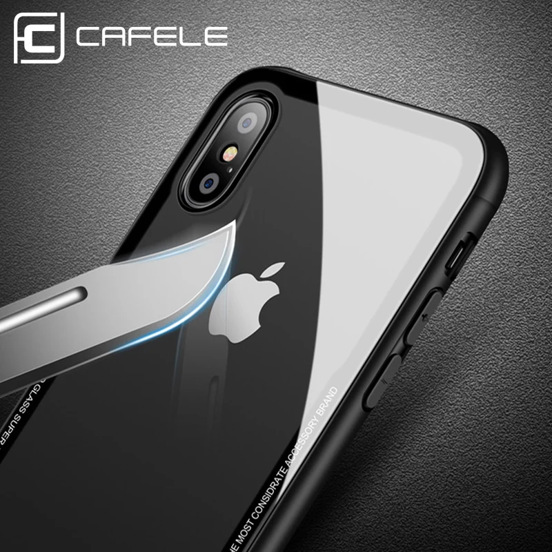 CAFELE Tempered Glass Back Case For iPhone X 10 XS Soft TPU + Ultra Thin Transparent Cover Apple |