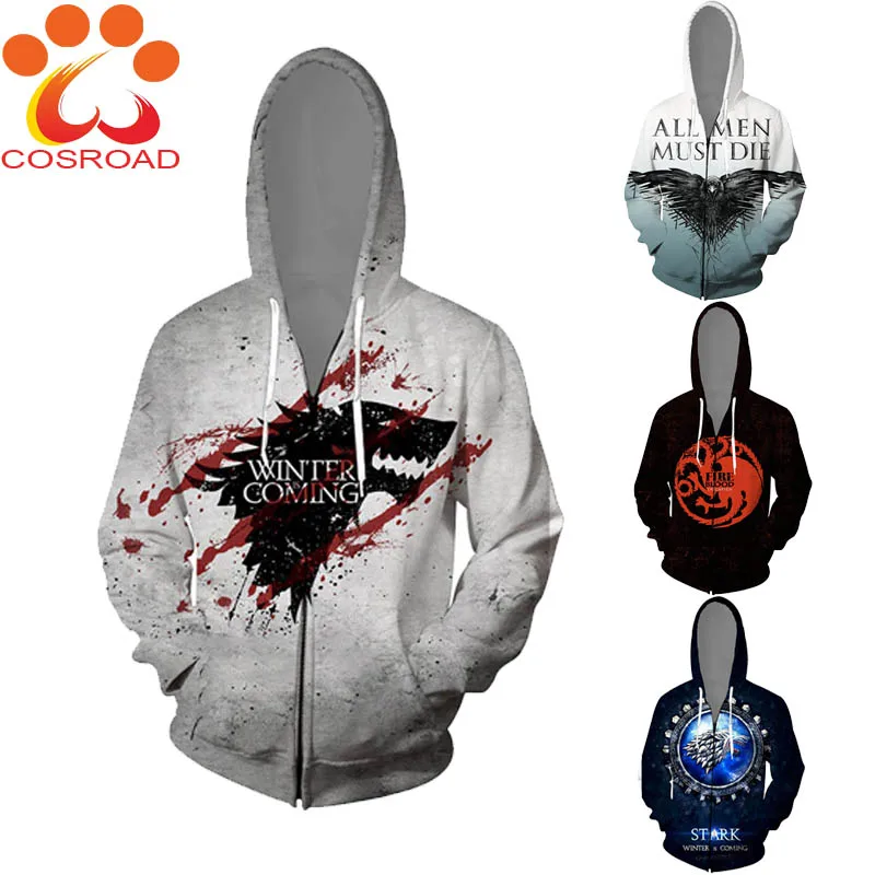 Cosroad Игра престолов 8 Толстовка Косплей Старк свитер с капюшоном Хэллоуин костюм