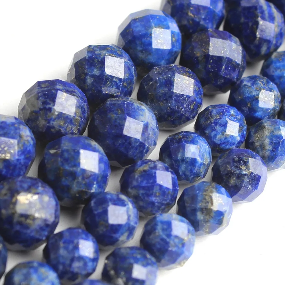 Naturale Sfaccettato Lapis Lazuli Naturali di Pietra Allentati Rotondi Del Distanziatore Branelli