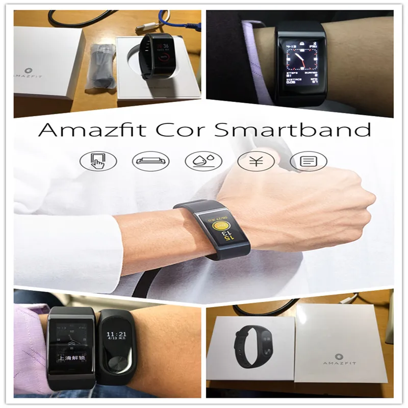 Оригинальный Xiaomi AMAZFIT Cor Smartband международная версия Bluetooth 4 1 ips цветной экран 50 м