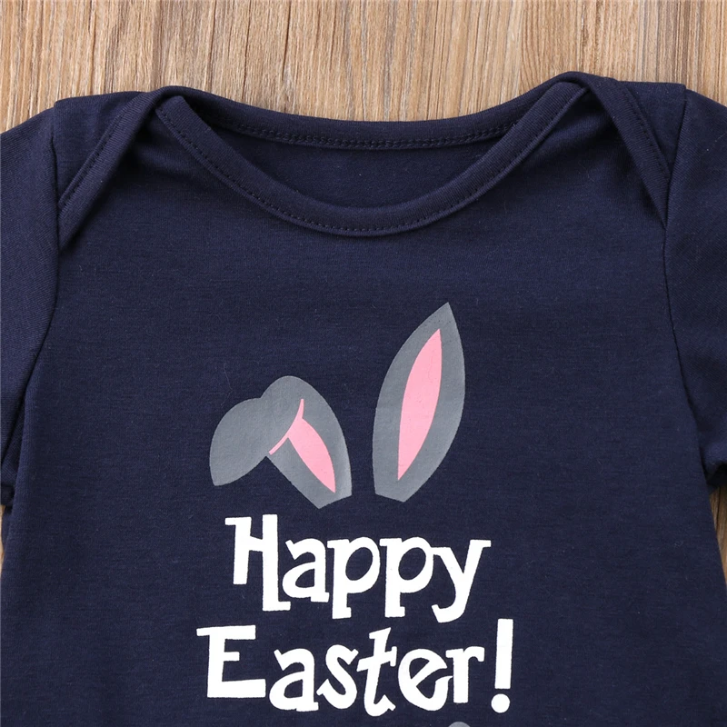 2018 одежда для малышей с коротким рукавом и надписью Happy Easter комбинезон маленьких