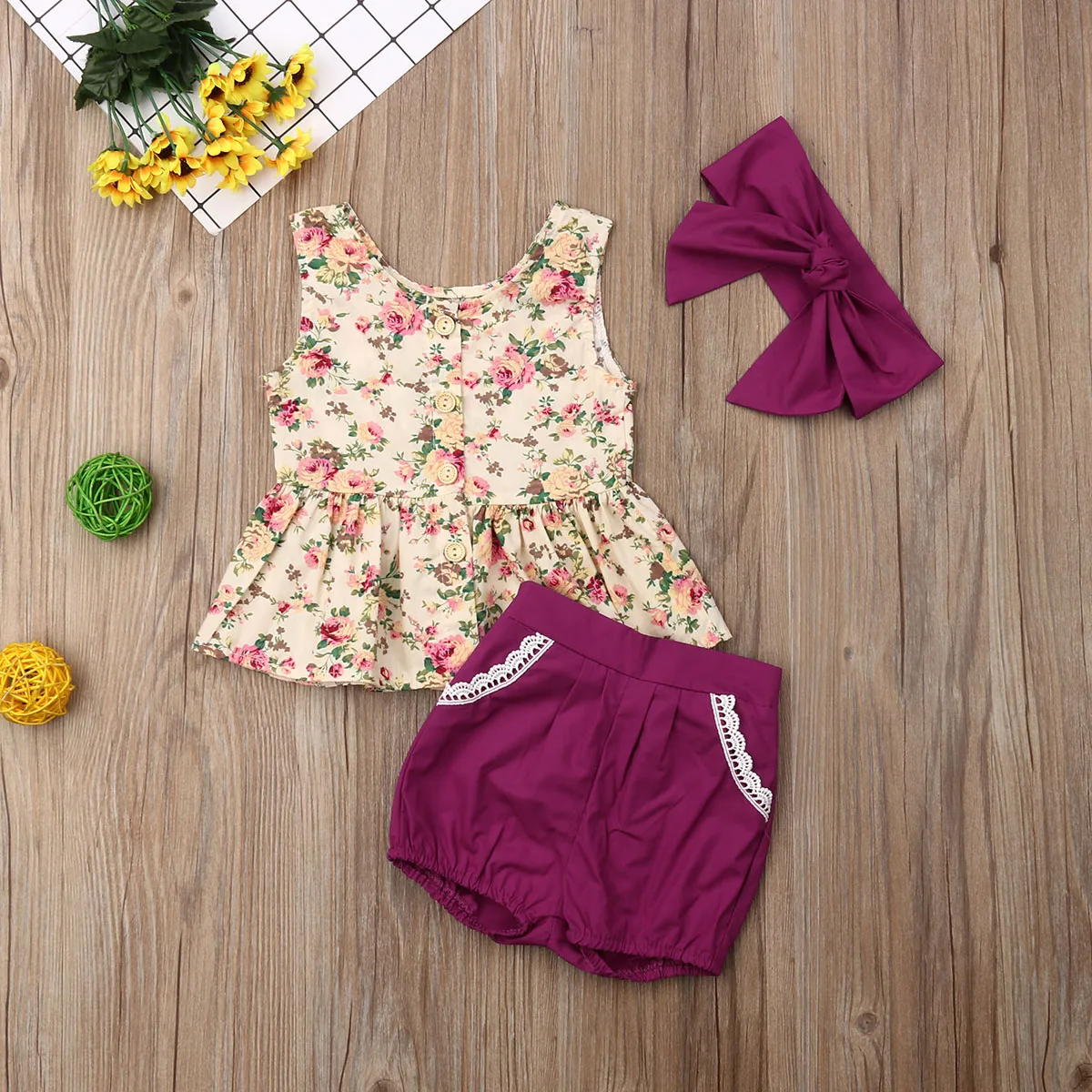 Одежда для девочек 3 шт. топы маленьких юбка с цветочным рисунком брюки из