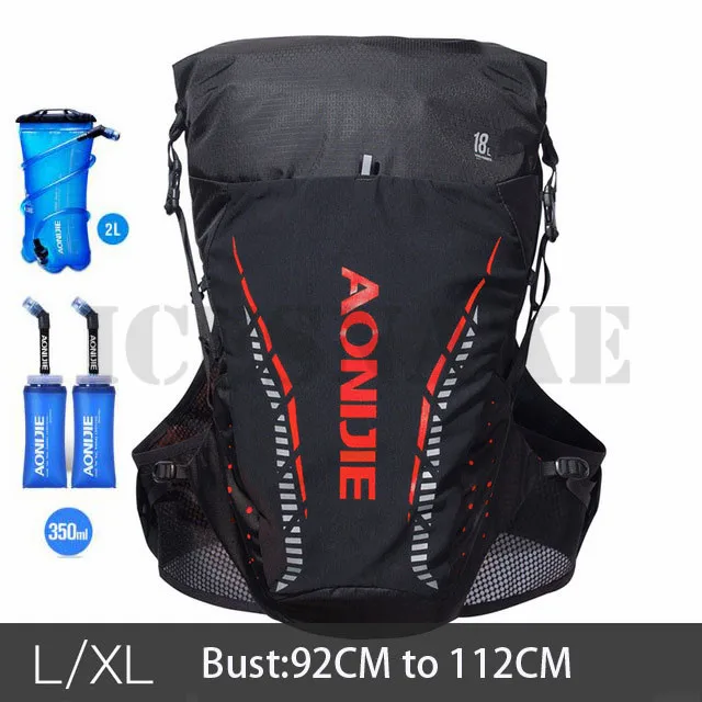 LXL Black Red Set 3 AONIJIE 18L рюкзак для занятий спортом на открытом воздухе, сумка для бега, жилет для гидратации, сумка для марафона, велоспорта, пешего туризма, бега для 2L водяного пузыря - Цвет: LXL Black Red Set 3