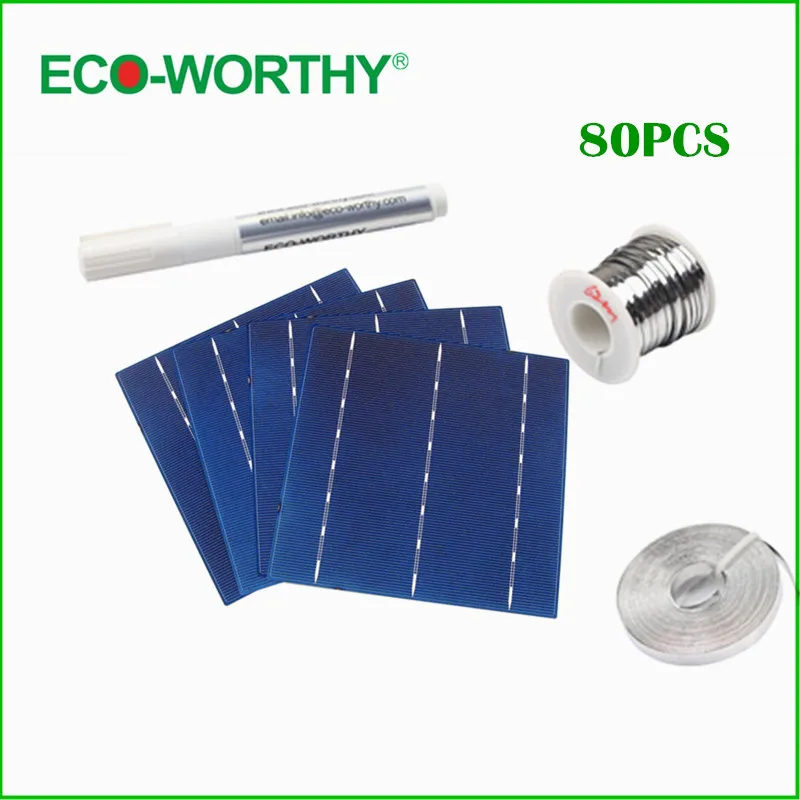 ECO WORTHY 80 шт солнечные батареи 6x6 поликристаллические фотоэлектрические элементы