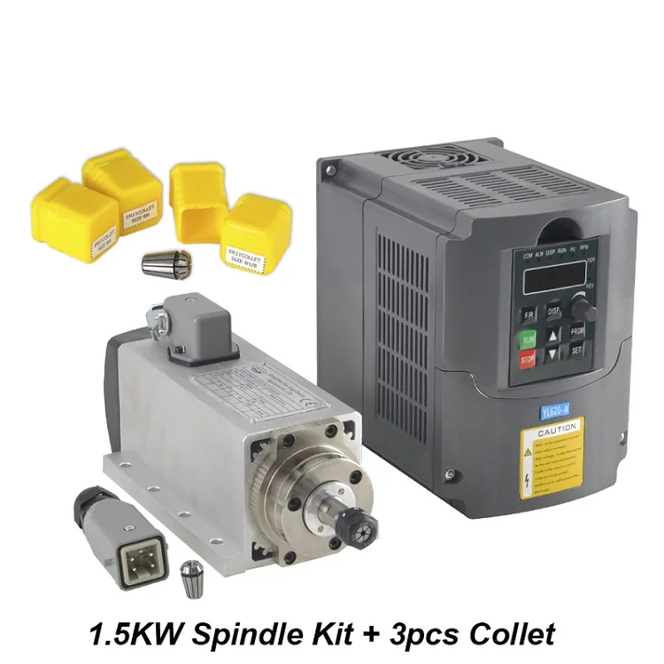 Spindle Kit 3 ЧПУ шпиндель 1,5 кВт с воздушным охлаждением ER11 фрезерный двигатель 220 В VFD инвертор конвертер контроллер для гравировки инструменты - Цвет: Spindle Kit 3