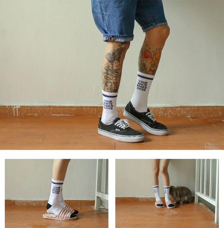 IMINCN 1Pair Hiphop INS Maple Leaf Cotton Dance Street High Fashion Skateboard Style yellow WHITE Sock | Мужская одежда