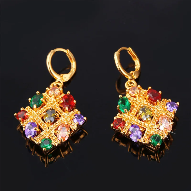 Mix-Color Crystal Earrings For Women Fashion Jewelry Yellow Gold Color Vintage AAA Cubic Zriconia Drop E1108 | Украшения и