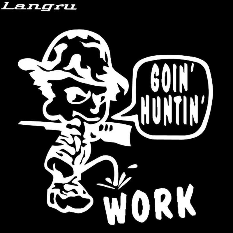 Langru New Style Pee On Work Vinyl Sticker Car Bumper Guns Hunting Fishing Funny Stylings And Decals Jdm | Автомобили и мотоциклы
