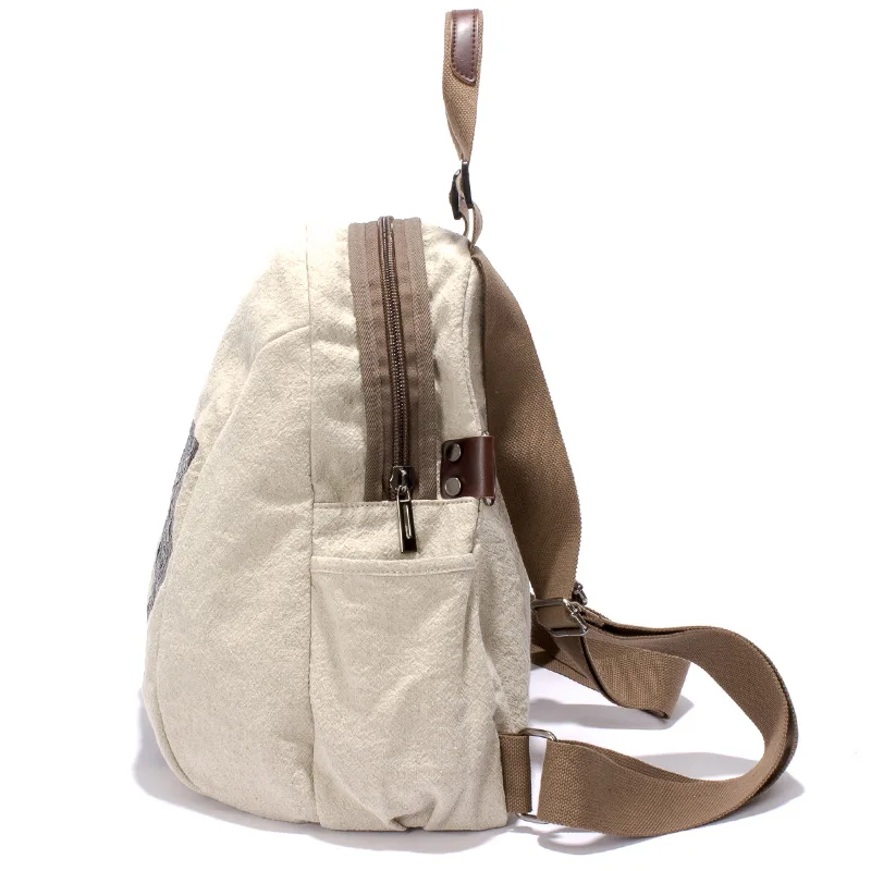 Для женщин большой Винтаж Холст Рюкзак Multi сумка белый хлопок ткань Bagpack женщина