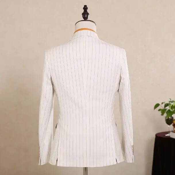 Модная двубортная куртка Белый 3 предмета в комплекте строгий костюм для жениха