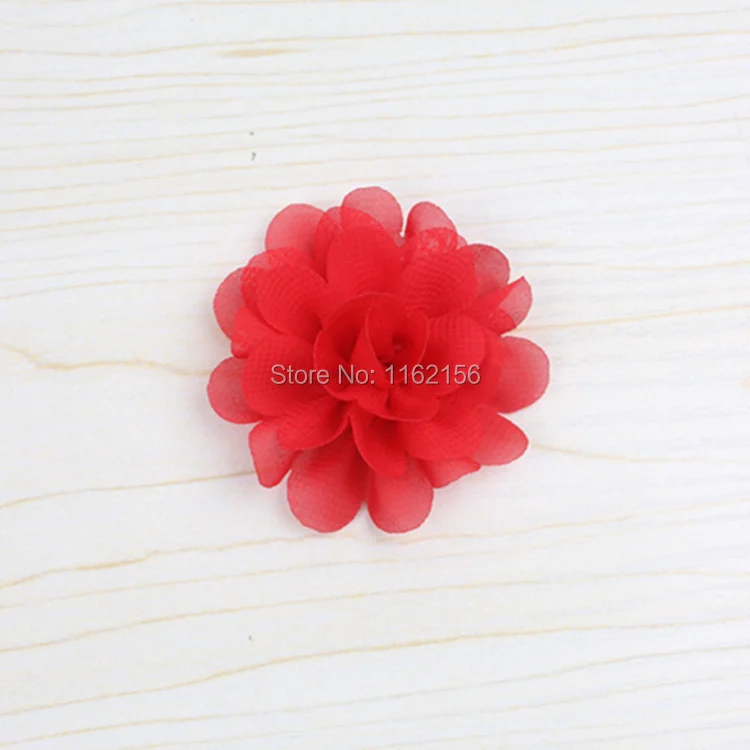 Оптовая продажа мини цветок из шифона ткани 2 дюйма без заколок для волос один