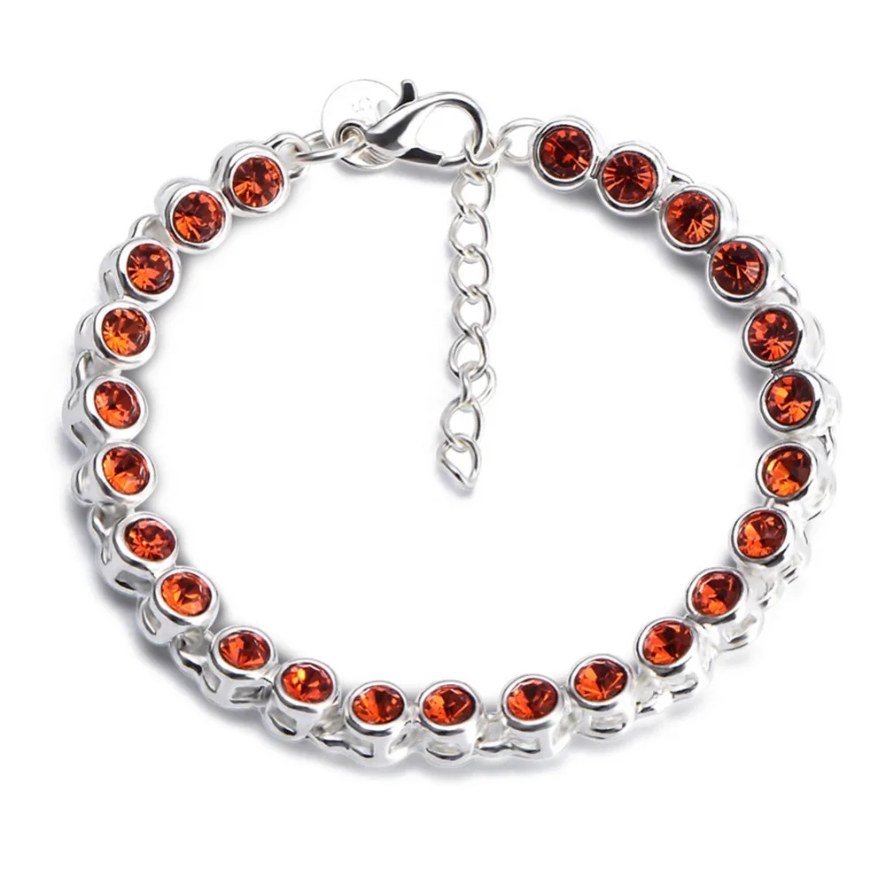 Женские винтажные браслеты с кристаллами серебристые разных цветов фианитами