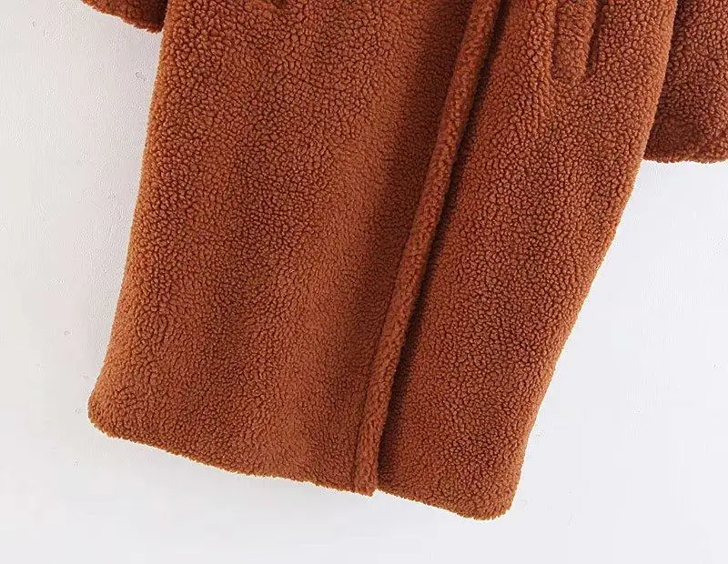 Lameswool зимнее пальто из искусственного меха, Женская длинная плотная куртка, Женская однотонная верхняя одежда с отложным воротником для леди, модные пальто из искусственного меха