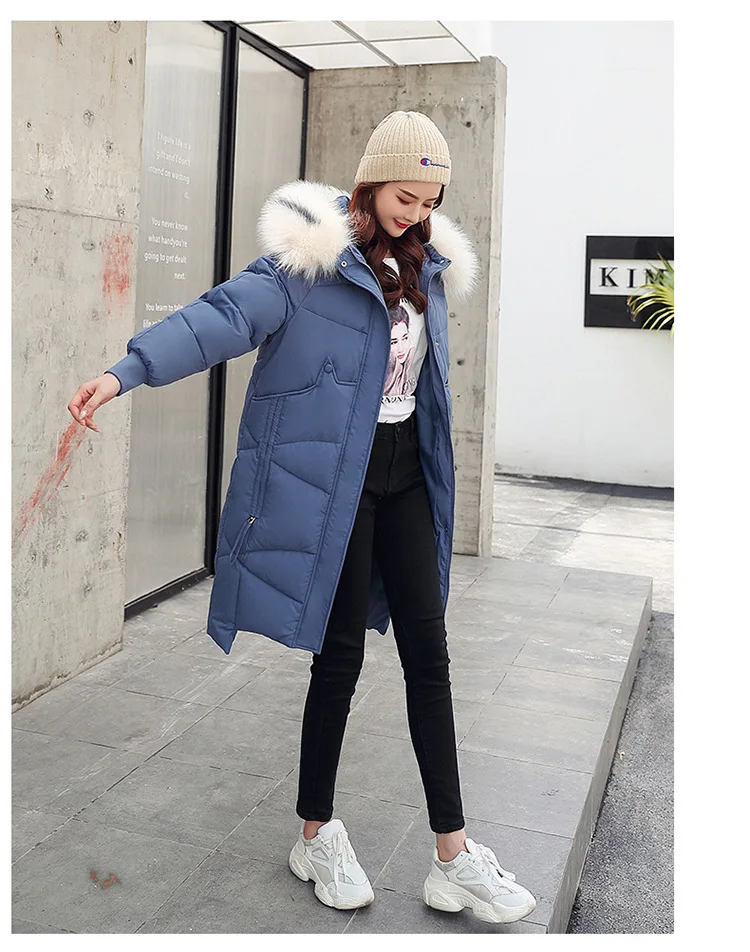 Thick Jacket Big fur collar Women's New Korean Version Big Fur Collar Medium-long Knee Size Thickened Jacket 1961
