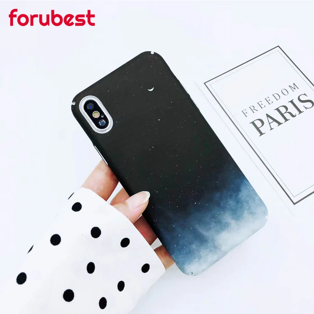 Phone Case For iPhone X 8 7 6 6s Plus Lovely Cartoon Starry Sky Moon Ultra Thin Hard PC Back Cover Cases XS XR Max |