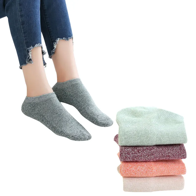 

5pairs Women Plus Thick Keep Warm Socks Autumn Winter Comfort Cotton Sock Meias Sox Calcetines Pure Color All-match Female Socks