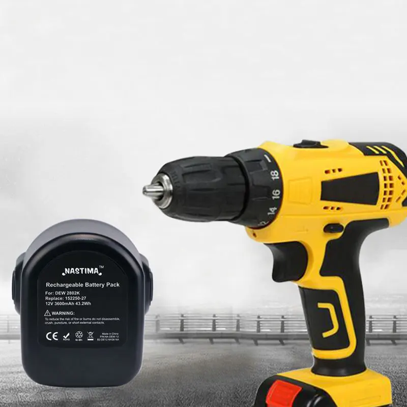 NASTIMA металл гидридных или никель 12V 3600 мА/ч запасная батарея для dewalt de9074 DW9071 DW9072